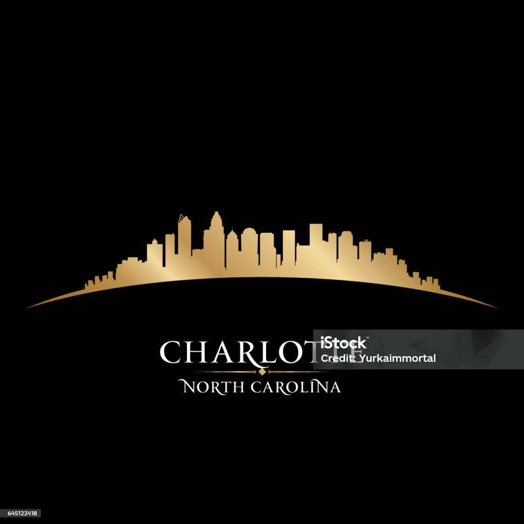 Charlotte North Carolina city skyline silhouette Charlotte North Carolina city skyline vector silhouette illustration Charlotte - North Carolina stock illustration