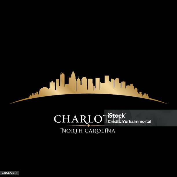 Charlotte North Carolina City Skyline Silhouette Stock Illustration - Download Image Now - Charlotte - North Carolina, Urban Skyline, Illustration