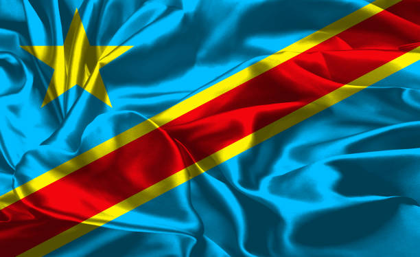 национальный флаг демократической республике конго - congolese flag стоковые фото и изображения