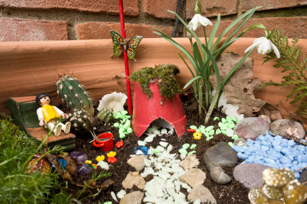istock Home Sweet Home Miniature Handmade Garden Scene With Path 645158092