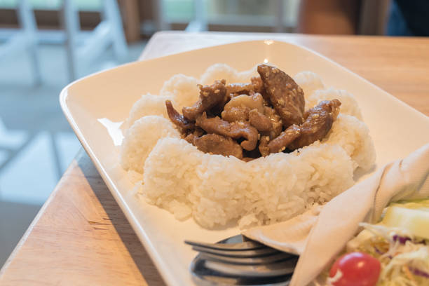 istock japanese rice with pepper fried pork on dish for lunch 645158148