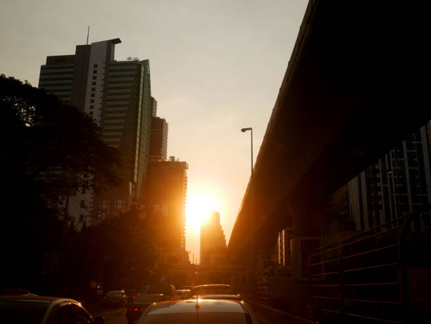 istock Backlit cityscape of Bangkok, Thailand 645161064