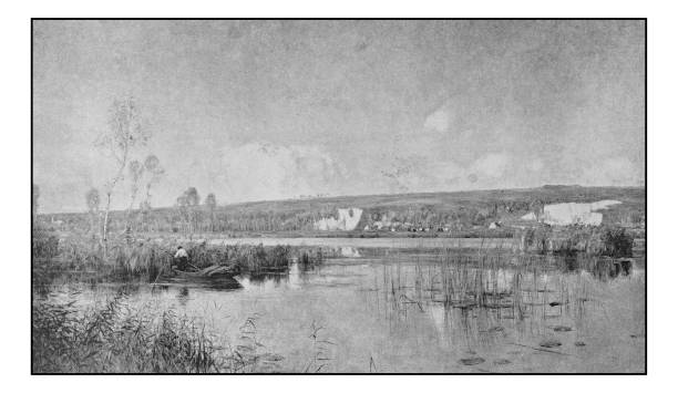 istock Antique photo of paintings: Landscape 645169522