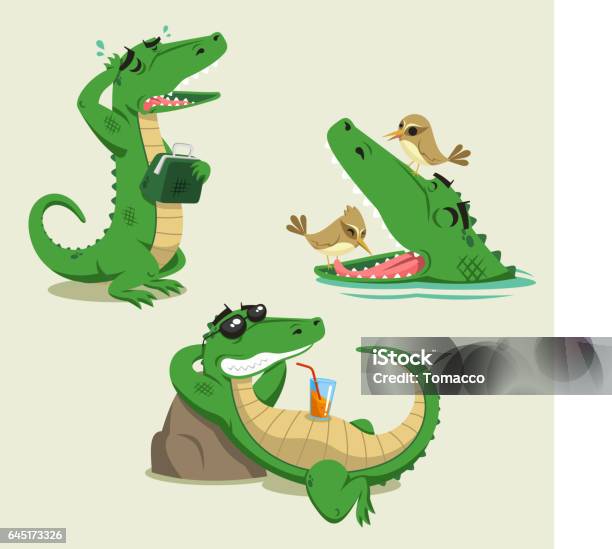 Crocodile Fun Vector Cartoon Set Stock Illustration - Download Image Now -  Crocodile, Cute, Cartoon - iStock