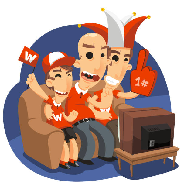 istock family of fans watching a match on tv 645173396