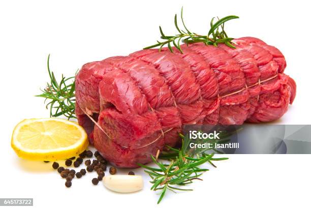 Roast Of Beef With Rosemary On White Stock Photo - Download Image Now - Barbecue Grill, Beef, Blood