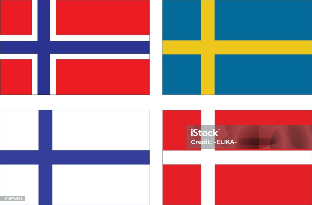 Scandi Flags Scandinavian Flags Stock Illustration - Download Image Now - Danish ...