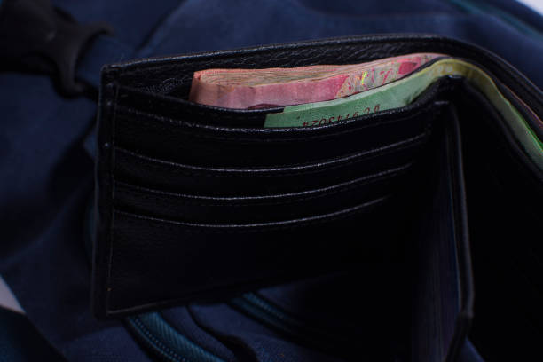 Black wallet with money baht. Black wallet with money baht. dealing room photos stock pictures, royalty-free photos & images