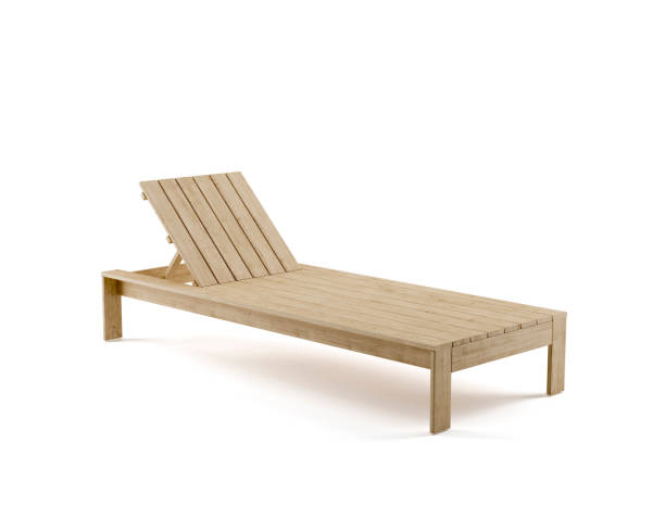 Wooden Sunbed Isolated on White Background