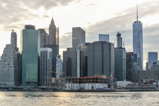 istock Beautiful New York City skyline at sunset 645183272