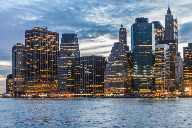istock Beautiful New York City skyline at sunset 645183482