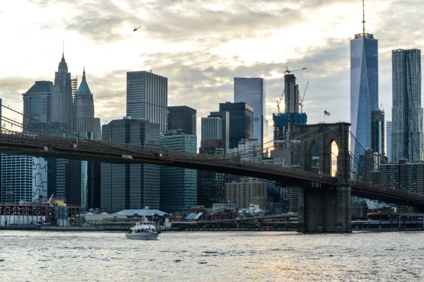 istock Beautiful New York City skyline at sunset 645186314