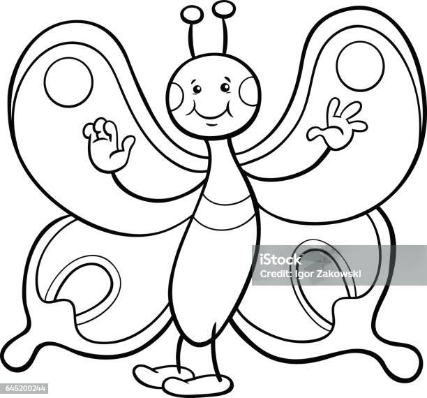Butterfly Character Coloring Page Stock Illustration - Download Image Now - Butterfly - Insect, Coloring, Black And White