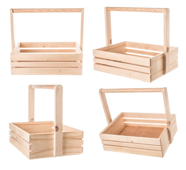 istock Vintage Wooden Empty crate isolated on White Background. 645203960