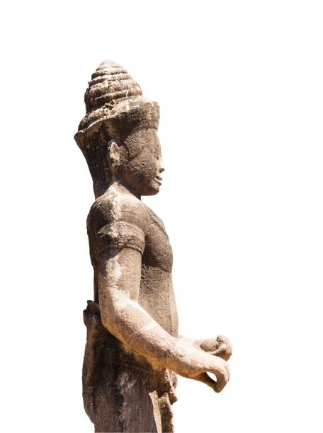 istock Statue at Phanom Rung Historical Park Isolated on White Background 645212342