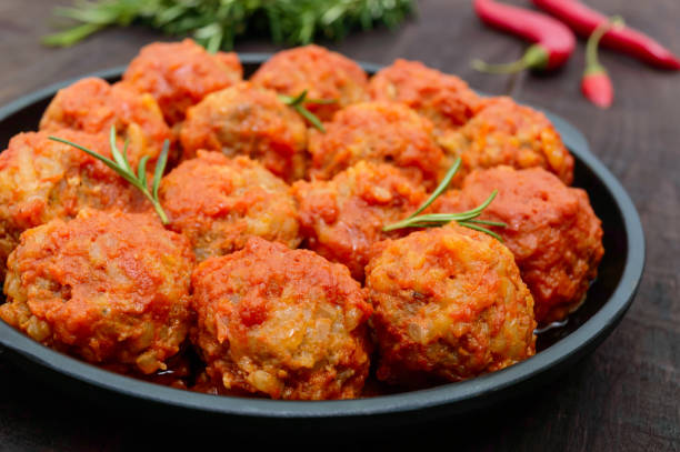 istock Meat balls in spicy tomato sauce 645221530
