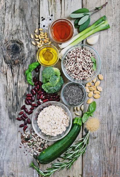istock Various superfoods products for healthy eating concept.. Detox program ingredients 645236494