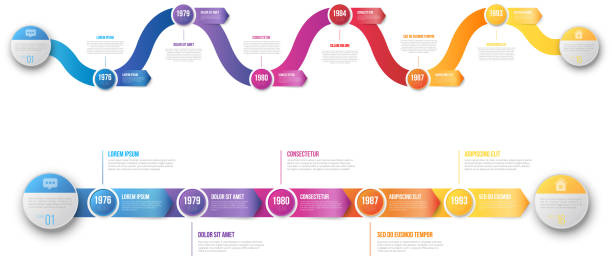 Plantilla de historia de timeline de flecha de infografía - ilustración de arte vectorial