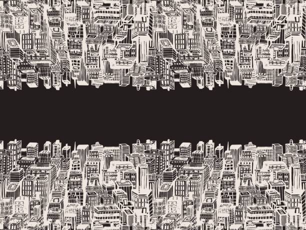 istock Horizontal banners of big city with skyscrapers 645243334