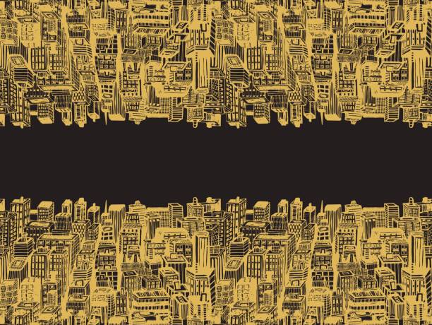 istock Horizontal reflection banner of big city with skyscrapers 645243870