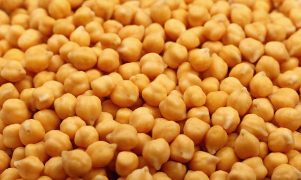 istock Cooked soaked chickpea beans close up background 645260710