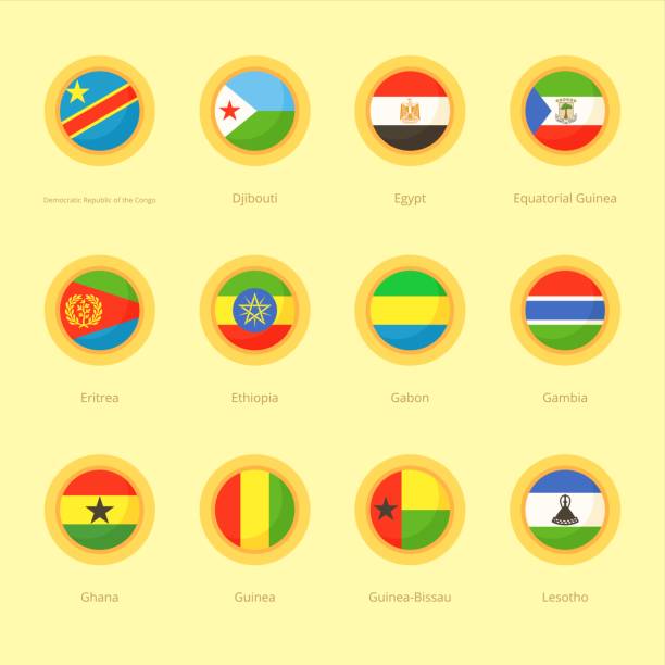 アフリカの円形の旗(drコンゴ、エジプト、エチオピア) - guinea bissau flag点のイラスト素材／クリップアート素材／マンガ素材／アイコン素材