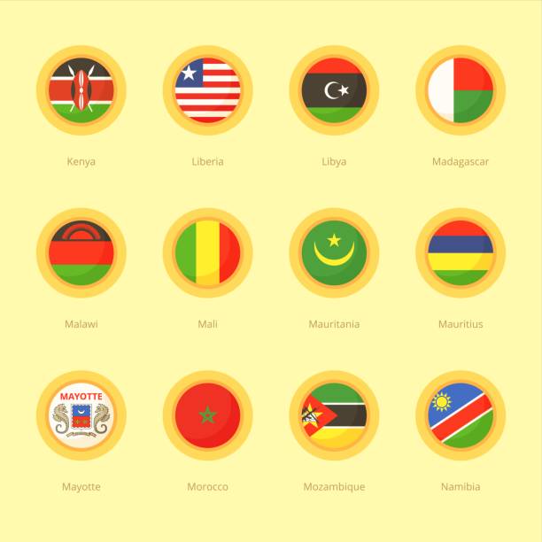 African Circular Flags (Kenya, Mauritius, Morocco) Circular flags of Kenya, Liberia, Libya, Madagascar, Malawi, Mali, Mauritania, Mauritius, Mayotte, Morocco, Mozambique and Namibia. Flat design style. mayotte stock illustrations