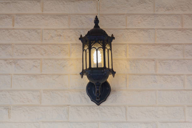 istock Street light on the wall in retro style. Architecture 645261498