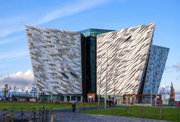 Belfast, Northern Ireland, UK - October 2, 2016: Titanic multimedia museum and visitors' information center in Belfast in sunset light.