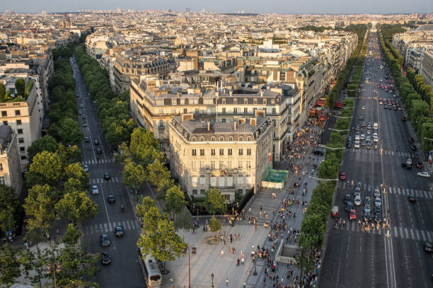 istock Paris - view from the Arc de Triomphe towards the Avenue des Champs de Elysees 645272782