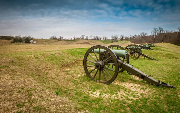 Old cannons on the battlefield in Vicksburg Mississippi