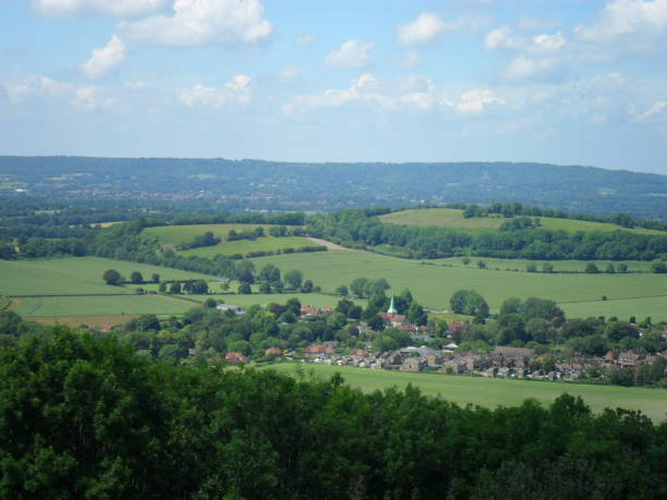 South Harting view South Harting, West Sussex, with Petersfield, Hampshire in the background. Taken from Harting Hill. petersfield stock pictures, royalty-free photos & images