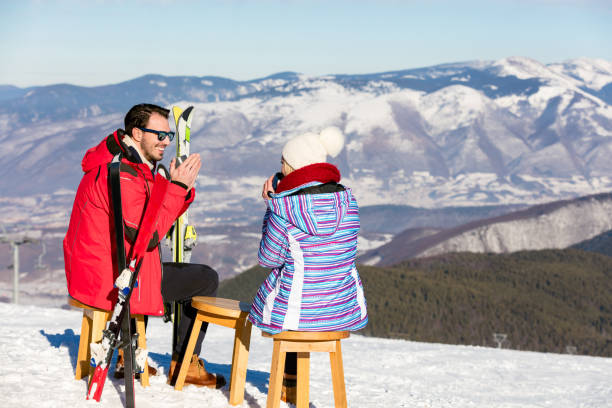 istock A couple is resting on european ski resort 645280112