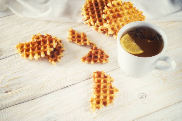 Tea with lemon and wafer