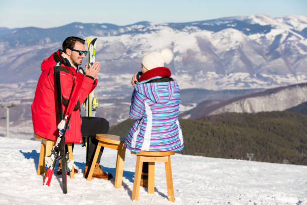 istock A couple is resting on european ski resort 645283706