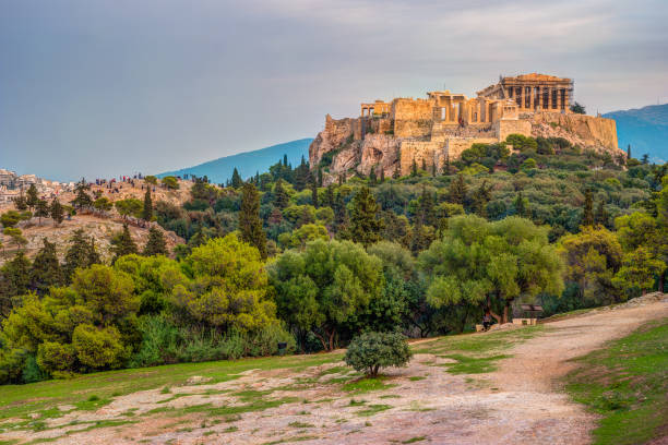 istock Parthenon and Herodium construction in Acropolis Hill in Athens 645287012