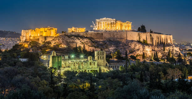 istock Parthenon and Herodium construction in Acropolis Hill in Athens 645287028
