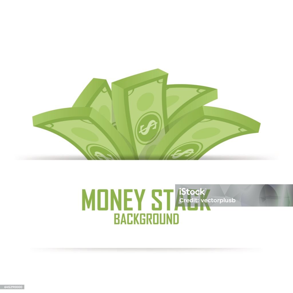 Piles of money stack, cash dollar on white, vector Piles of money stack, cash dollar on white, vector illustration. Currency stock vector