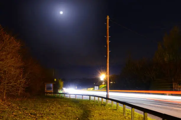 Photo of Moon and Light Trails