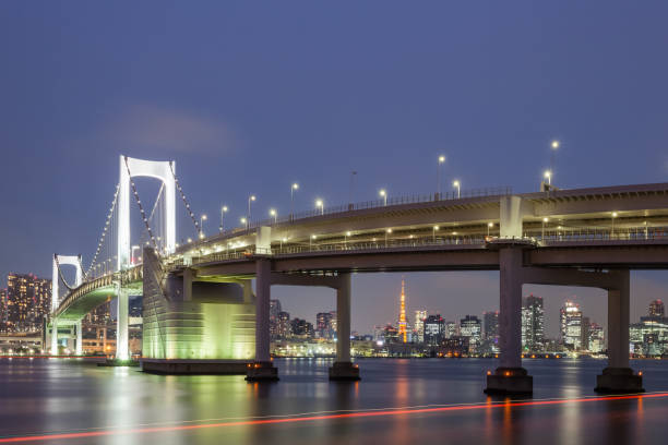 istock Tokyo Rainbow bridge and Tokyo Tower at twilight 645295946