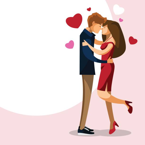 Cartoon Charactercouple Kissing Stock Illustration - Download Image Now -  Adult, Boyfriend, Cartoon - iStock