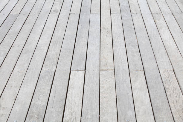 istock Outdoor white wood floor pattern and background seamless 645310372