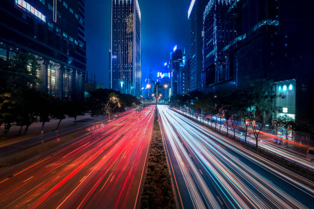 istock Hong Kong night street and building 645313048