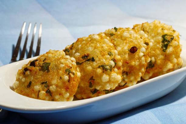 istock Sago pearls and Potato fritters 645313584