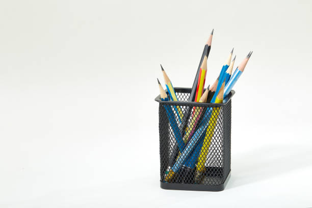 istock lead pencils in metal pot on a white background 645319514