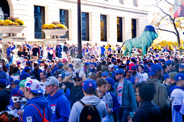 Cubs Win Chicago Celebration stock photo