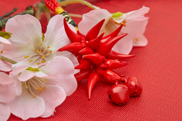 istock Chinese new year decoration on red background 645334216