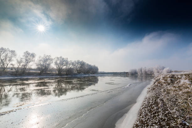 River covered with ice