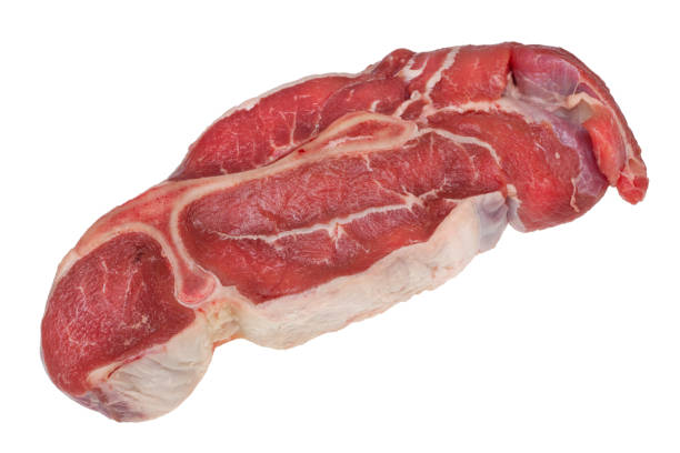 istock The fresh beef stake with blood and a bone will be pickled for a barbecue soon. Isolated on white 645335080