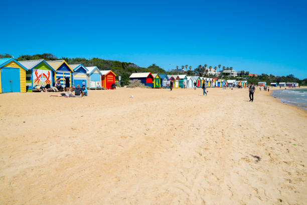 Brighton Beach is a famous beach at Melbourne stock photo